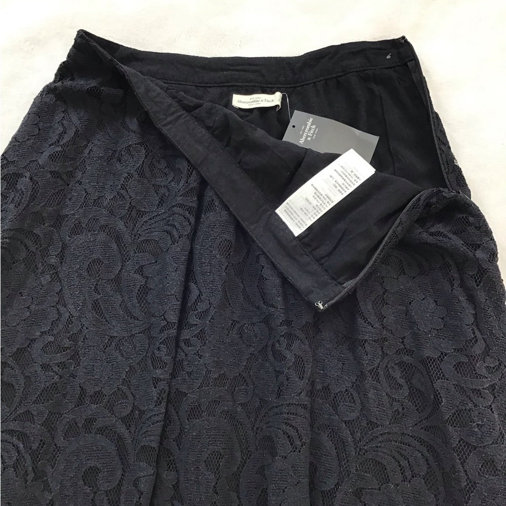 Abercrombie & Fitch NWT Black Floral Lace Midi Skirt Women’s Size Small - Picture 5 of 9